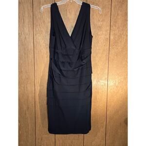 Connected Apparel Black V-Neck Sleeveless Midi Dress Women’s Size 10
